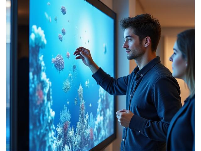 Interiørdesigner som viser tapetprøver til en kunde på en tablet