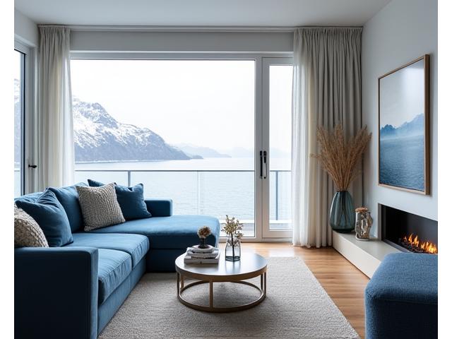 Etter bilde av en kystinspirert stue designet av Tang og Tare